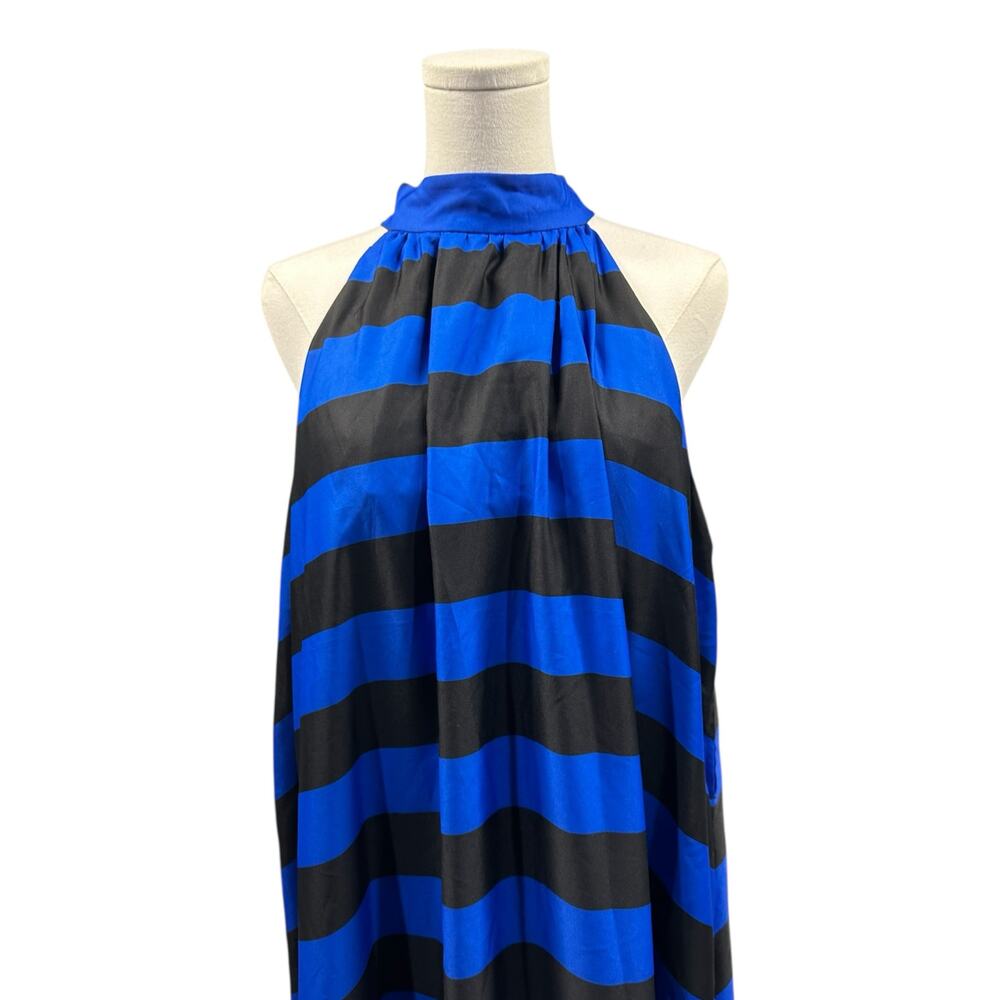 Alice + Olivia Blue and Black Striped Halter Maxi Dress - Picture 8 of 11